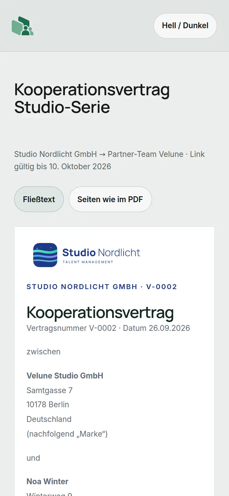 Signierseite am Handy: Vertrag lesen und unterschreiben.